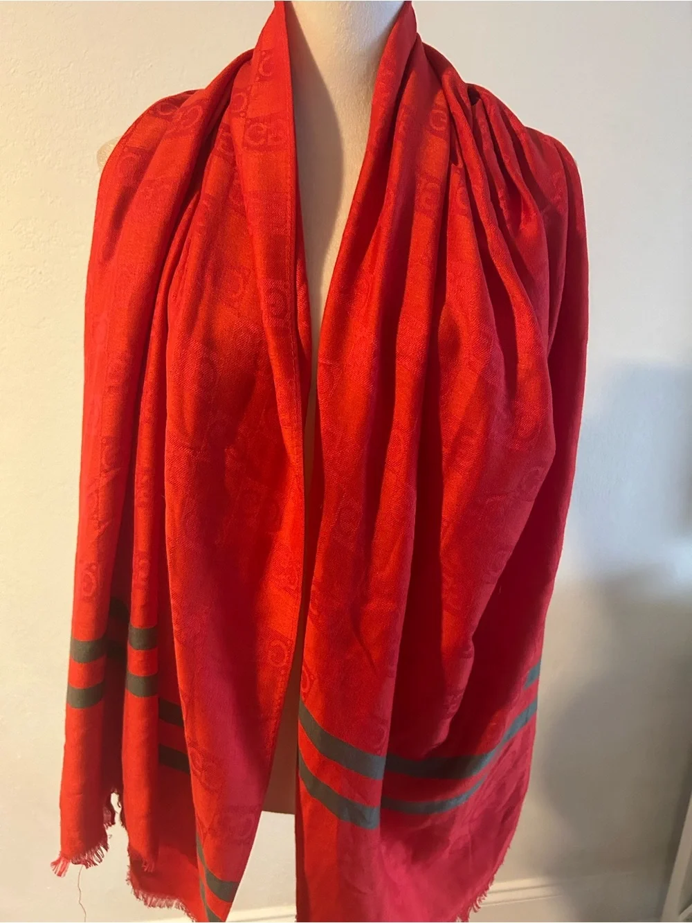 red Jacquard  Shawl/Scarf “67”By “28”